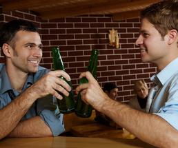 two guys drinking beer