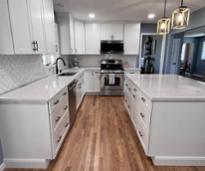 kitchen with white cabinets