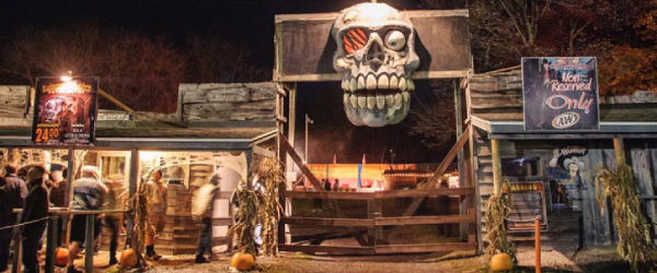 entrance to a haunted hayride