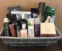 basket filled with spa products