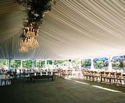 tables, chairs, lighting, decor for tent rental