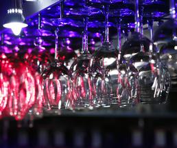 rack of wine glasses