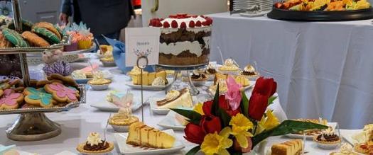 dessert station at brunch buffet