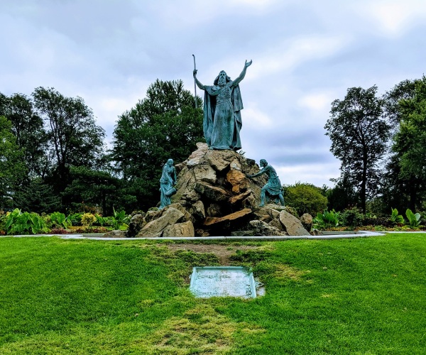 large statue in a public park