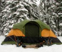 camping tent in the winter
