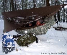 person winter camping