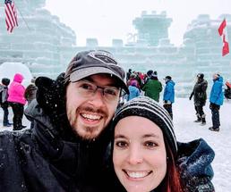 a couple at a winter carnival
