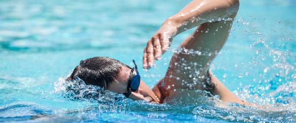 a man swimming