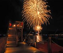 fireworks over lake motel observation deck