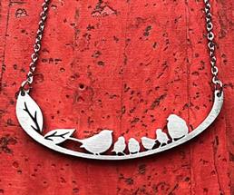 necklace with birds and leaves