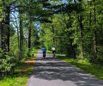people riding on a bike trail