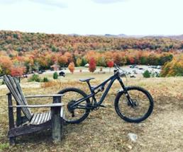 bike on a mountain with foliage in background