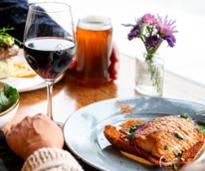 food with beer and wine