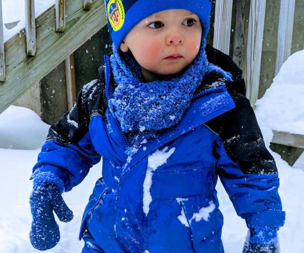 toddler in snow
