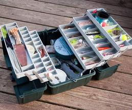 fishing tackle box with supplies