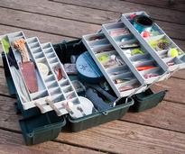fishing tackle box with supplies