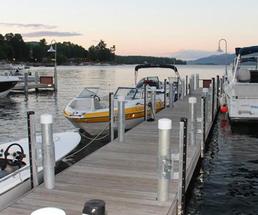a few boats at a dock