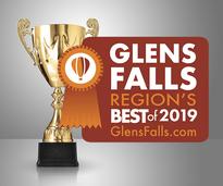 trophy with 2019 glens falls region's best badge