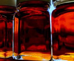 three maple jars