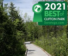 trail in clifton park with best of badge