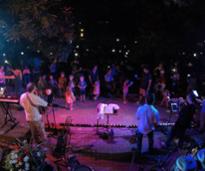 congress park concert at night