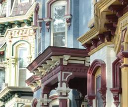 closeup of colorful houses