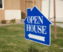  blue open house sign