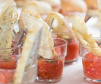 bread in cups of salsa