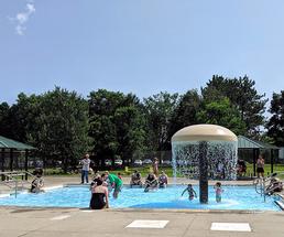 parents and kids at peerless pool