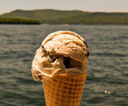 ice cream cone by lake