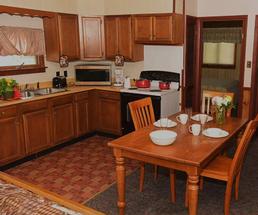 a full kitchen in a motel room