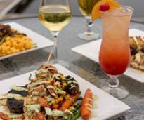 food and drinks on patio table
