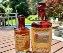 new scotland spirits sitting on outdoor deck in summer