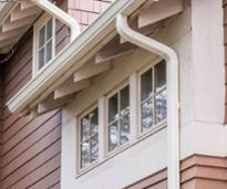 close up of gutters on house