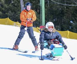 an adaptive skier