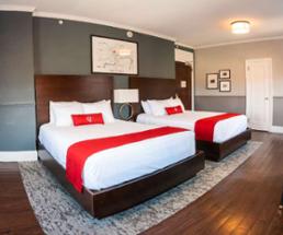 hotel room with two beds
