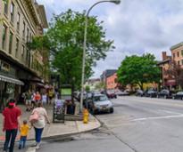 saratoga springs downtown in the spring