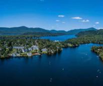 aerial view of adirondack lake