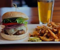 burger, beer, fries
