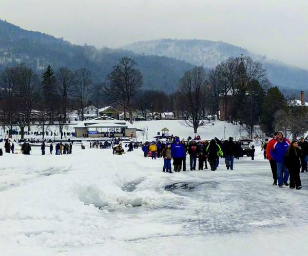 people on ice at winter carnival