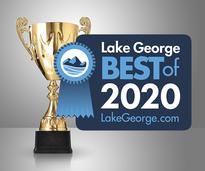 trophy with 2020 best of lake george badge