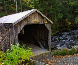 covered bridge in the woods