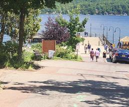 boardwalk in lake george in the summer