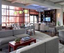 sofas and sitting area in hotel lobby