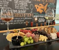 wine glasses and charcuterie