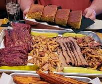 platter of barbecue food