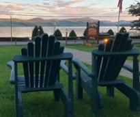 adirondack chairs facing lake george