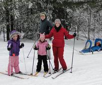 family cross-country skiing