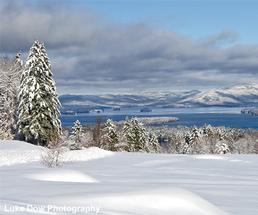 lake george in winter from top of the world