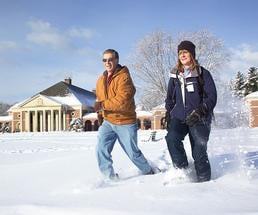 two people snowshoeing in saratoga spa state park